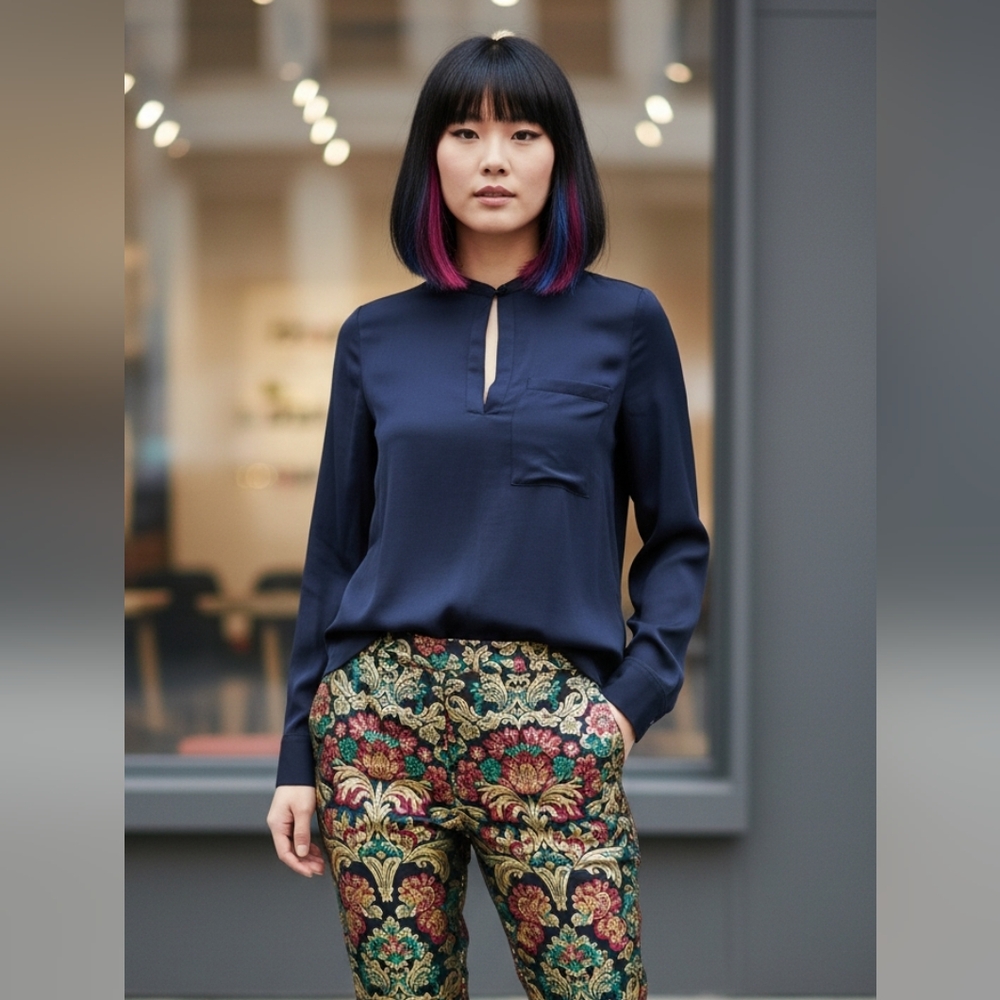 Zara Trafaluc Satin Keyhole Top